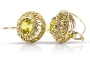 Or jaune 8 carats 333 Yellow Peridot des boucles d'oreilles vec002x-yp Russe Soviétique URSS Artisanat vintage Art Deco style